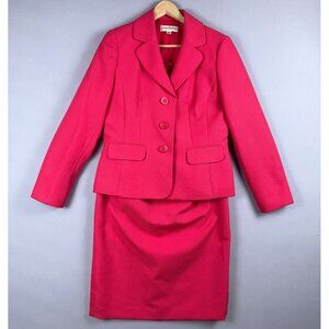Evan Piccon Women's Two-Piece Skirt Suit Size 10 Office Work Lined Front Pink